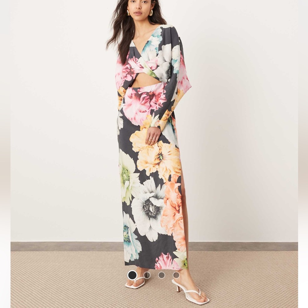 ASOS Multicolor Floral Maxi Dress with Cutout